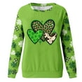 thumbnail image 4 of Hvyesh Holiday Clearance Womens Spring Tops Shamrock Heart Graphic Tees Round Neck Long Sleeve Loose T-Shirt Shirts St Patty's Lucky T-Shirt Irish Top, 4 of 5