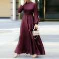 thumbnail image 2 of Dresses for Womens, Womens Abaya Long Sleeve Dress Prayer Solid Color Dress Loose Maxi Dress Abaya Ramadan Robe, 2 of 7