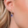 thumbnail image 3 of Gem Stone King 925 Silver and 10K Yellow Gold Blue Lapis Earrings for Women | 2.80 Cttw | Gemstone Birthstone | Oval 8X6MM, 3 of 6