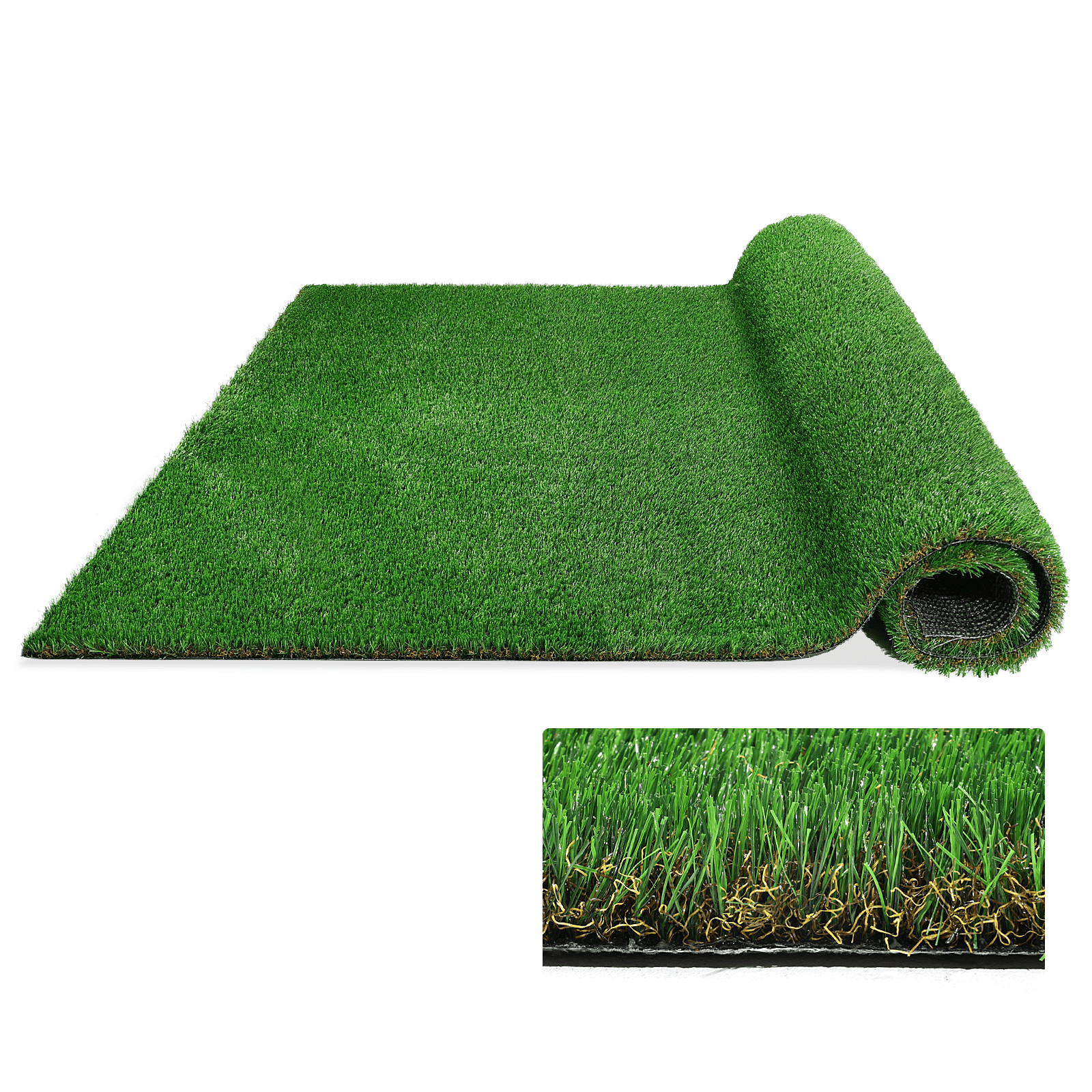 Outdoor Artificial Grass Runner Rug 6.5FT x 13FT, Thick Realistic Fake Grass Roll for Patio Balcony, Green