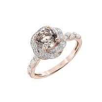 1-1/4 Carat T.G.W. Morganite and 1/10 Carat T.W. Diamond Halo Engagement Ring in 10k Rose Gold
