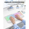 thumbnail image 3 of Wireless Keyboard and Mouse Combo, Rechargeable 4000mAh, RGB Backlit, Full Size Keyboard with Wrist Rest & Phone Holder, Quiet 2.4GHz Wireless, USB-A/C for Windows – Black, 3 of 9