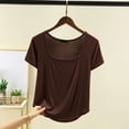 thumbnail image 4 of WRKEKC Summer Yoga Tops for Women Trendy Casual Square Neck Patchwork Regular Shoulder Short Sleeve Crew Neck Athletic Tops, 4 of 4