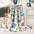 thumbnail image 2 of White Cartoon Dinosaurs Cacti Pattern Blanket,Comfortable Soft Lamb Wool Throw Blanket,All Season,Warm Lightweight Blankets for Sofa Bed Couch Living Room Chair,60"x80", 2 of 4