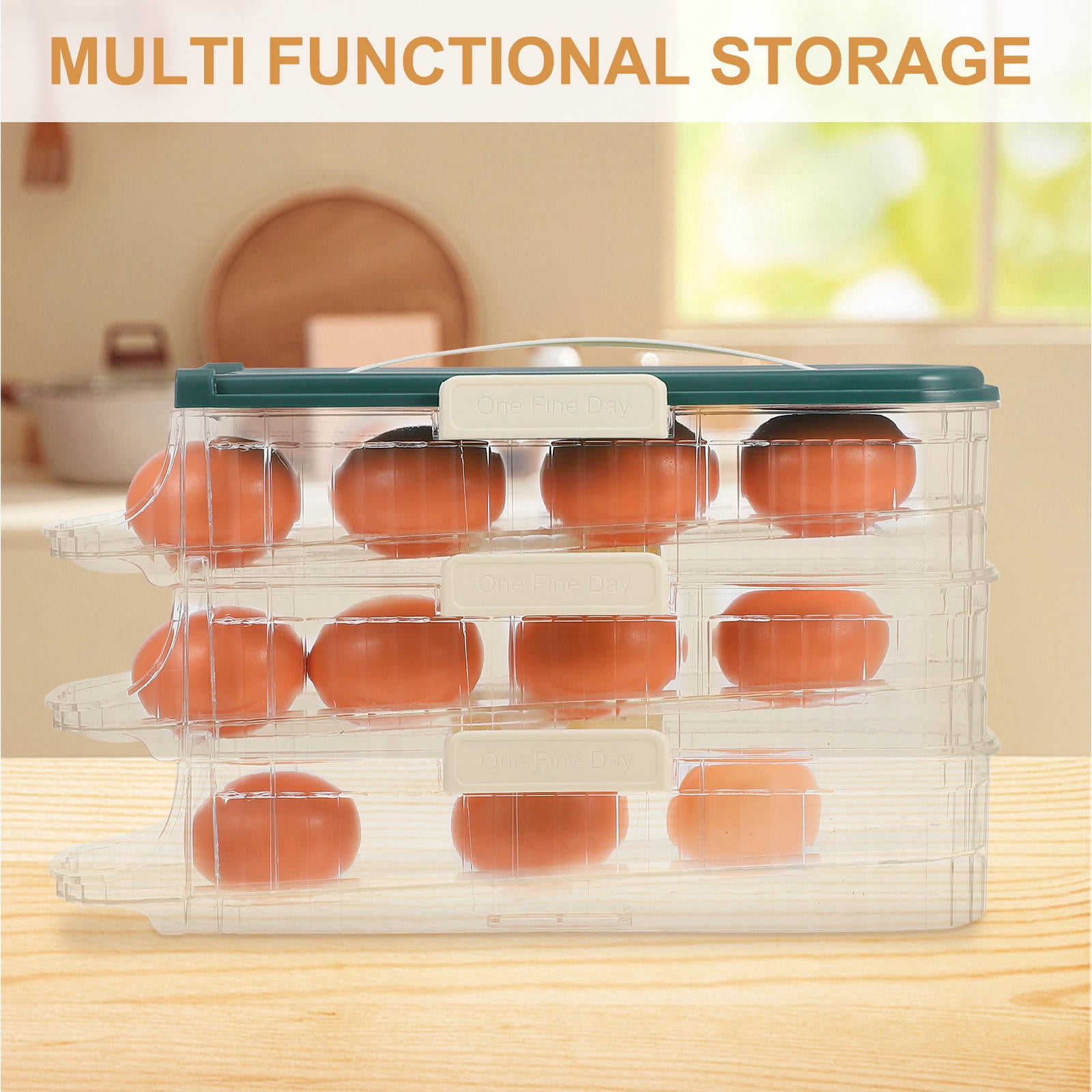 LABSERRON Egg Dispenser 1Set Green Plastic Rolling Egg Organizer For Eggs Fridge Egg Holder Refrigerator