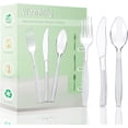 thumbnail image 1 of Plastic Cutlery Set 90 Pieces,30 Plastic Forks,Knives and Plastic Spoons,Reusable Plastic Cutlery Transparent and Robust Cutlery Sets for Birthday Party Barbecue Party Wedding ect (Transparent), 1 of 7