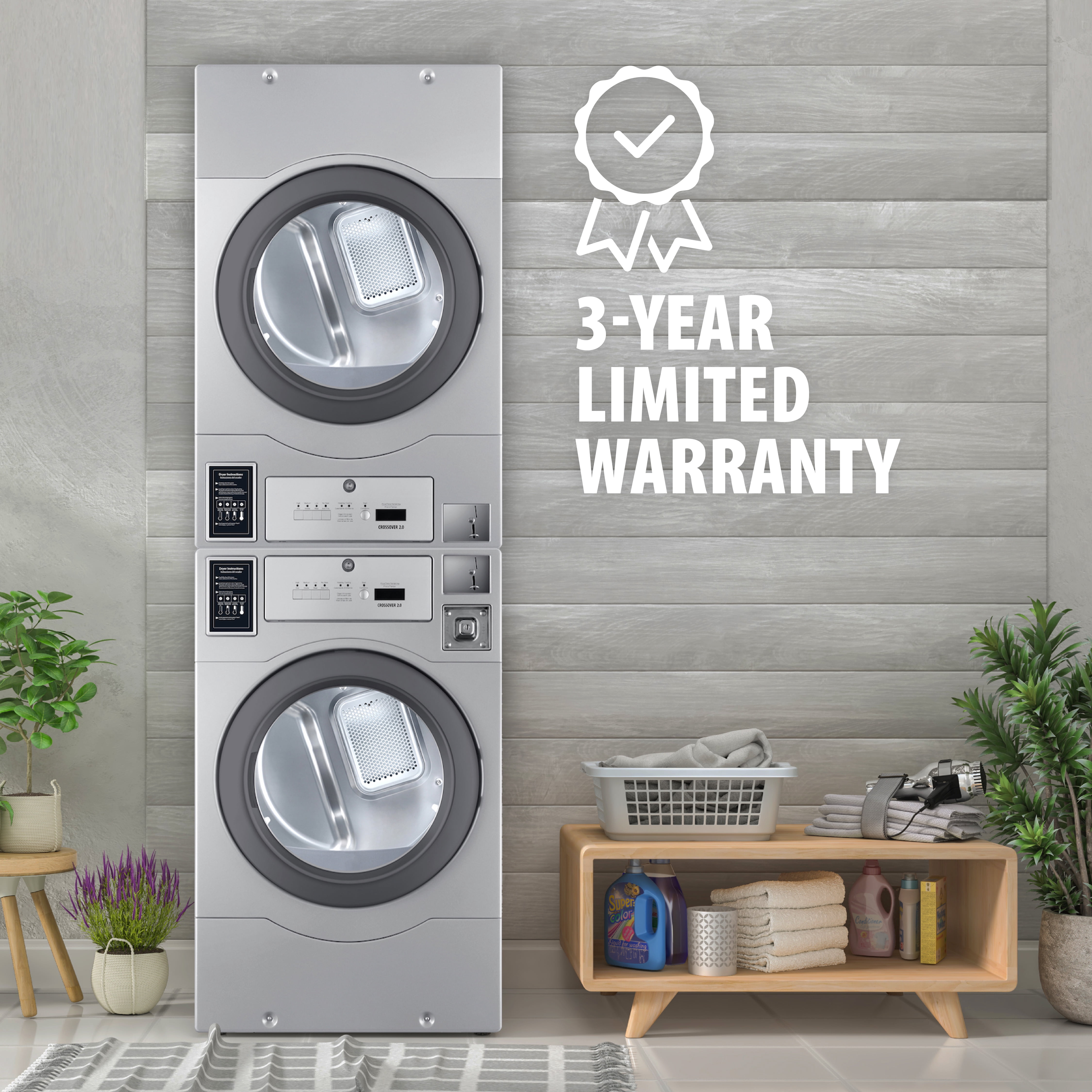 Crossover 2.0 by Wascomat 7-cu. ft. Coin Operated Electric Commercial Dryer Stacked Units, ELEC DRYER/DRYER STACK