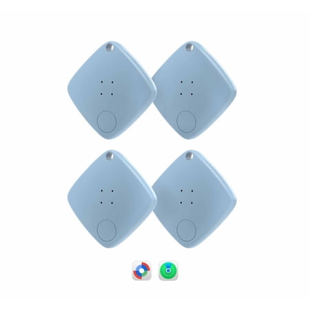 IP67 Waterproof Anti-Lost Tracker with Replaceable Battery, Compatible with Find My & Find Hub Network, Long-Range Item Locator for Keys, Luggage, Passport, Blue, 4-Pack