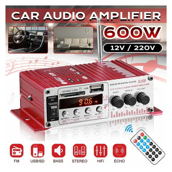 S430 600W Audio Home Digital Amplifiers LCD Display Car Audio Bass Power Amplifier FM USB SD Radio Subwoofer Speakers ,Scalable Fun