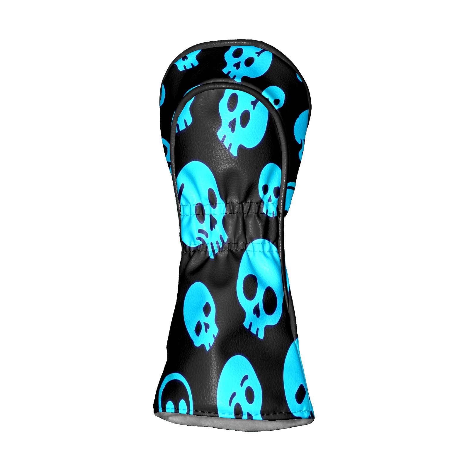 Golf Club Covers, Blue Skeleton Premium PU Leather Driver Hybrid Putter Head Covers with Velvet Lining, Waterproof Golf Gifts for Men Women