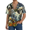 thumbnail image 3 of Fotbe Sunflower Field Spotted Dog print Short Sleeve Button Down Shirts for Men Casual Summer Beach Wrinkle Free Shirt-X-Large, 3 of 7