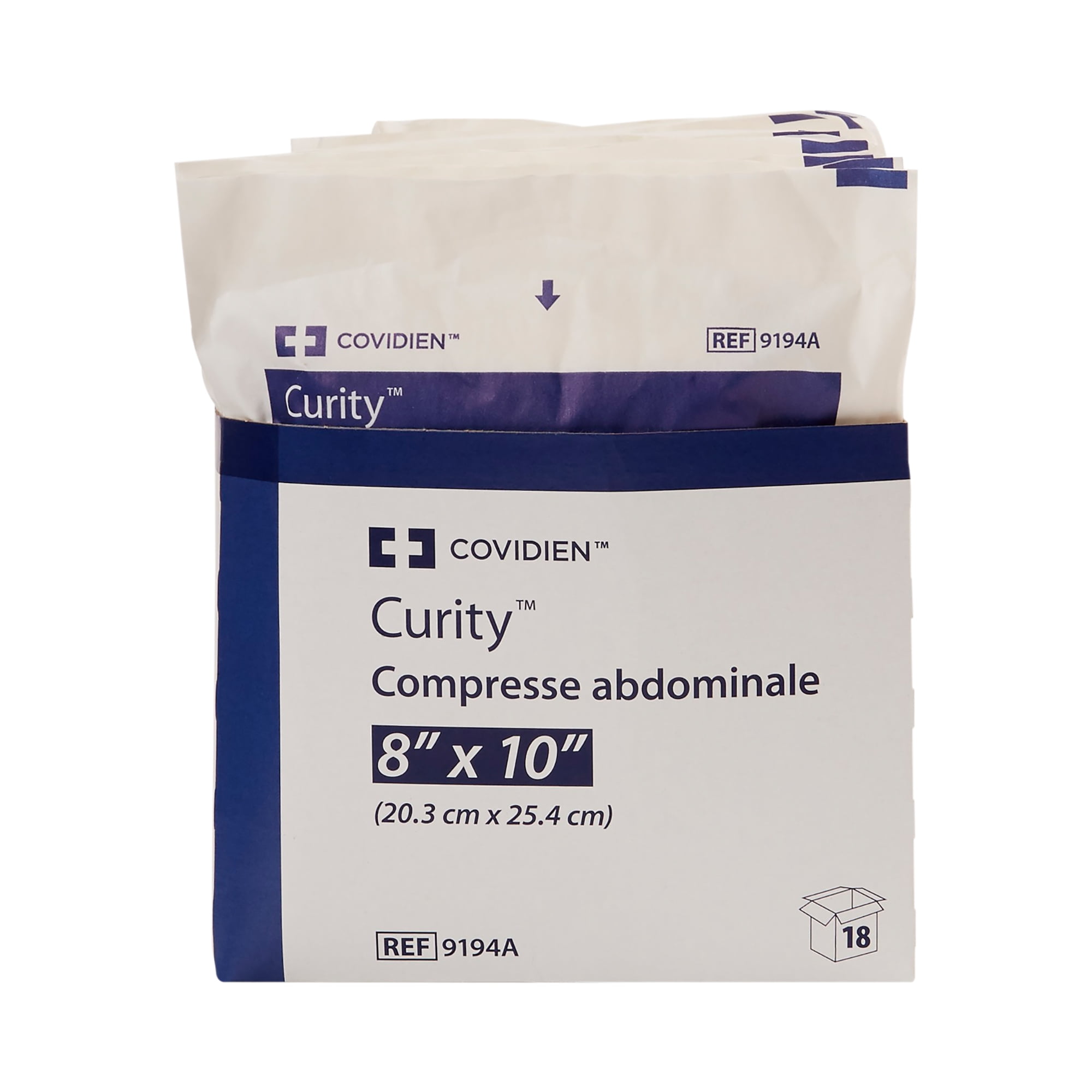 Curity Abdominal Pads, Sterile Gauze Dressing, 8 in x 10 in, 18 Count, 12 Packs, 216 Total