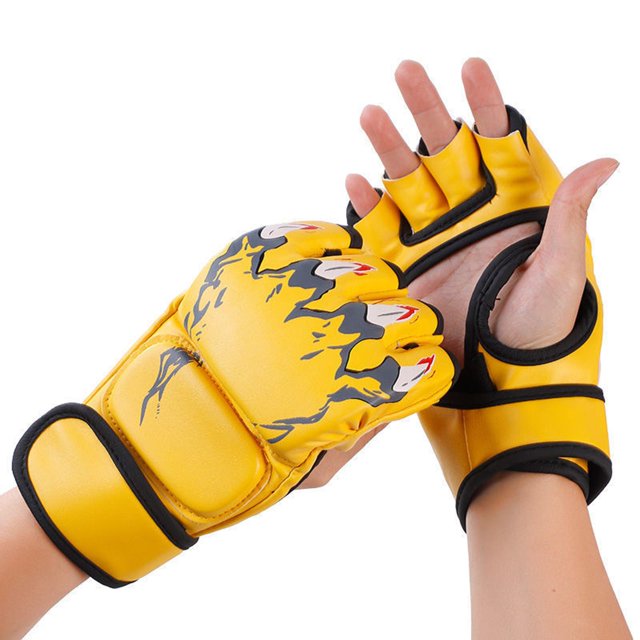 Guantes de boxeo Cola MMA Amarillo 24 cm x 13 cm x 5 cm
