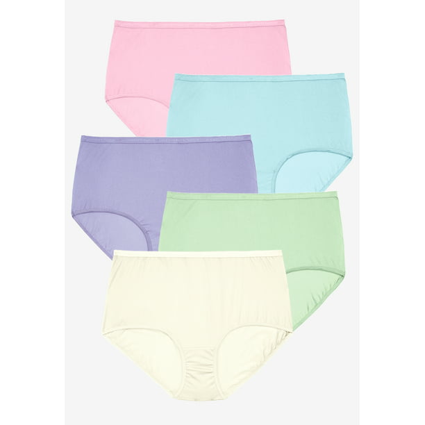 Comfort Choice Women's Plus Size Cotton Brief 5-Pack Underwear ...