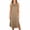 Khaki#, variant on Dvprdro Womens Summer Sleepwear Dress Crewneck Sleeveless Side Slit Loose Fit Solid Midi