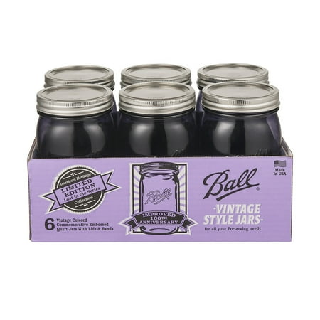 Ball Heritage Collection Purple Quart Jars, Wide Mouth, 6-Pack ...