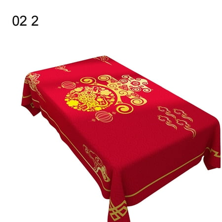 

Limei New Year Pattern Pinted Tablecloth Waterproof Dustproof Dining Table Cover Decor
