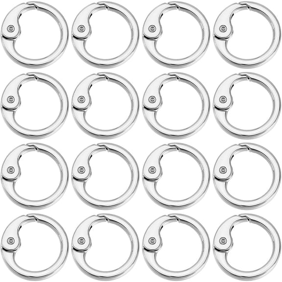1 Box 18Pcs 25mm Silver Spring O Rings Round Ring Clips Bulk Closures Large Clamp Snap Metal Bracelet Necklace Connector Carabiner Hoop Clip Clasps for Jewelry Making DIY Crafts Accessories
