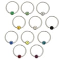 thumbnail image 1 of Captive Bead Ring Nipple Ring Surgical Steel with CZ Jewel - 12 Colors, 1 of 1