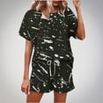 thumbnail image 2 of XuJwPNcy Women's Sleepwear Pajama Sets Crew Neck Short Sleeve Top with Shorts 2 Pieces Printed Pj Tracksuits with Pockets, 2 of 7
