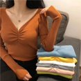 thumbnail image 1 of HELIAR Women Sexy V Neck Sweater Autumn Knitted Pullover Jumper Chic Soft Korean Slim Long Sleeve Female Basic Top New Winter, 1 of 5