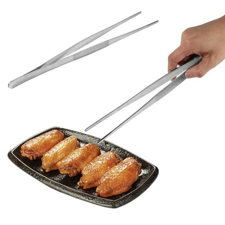 

JdafST 16/20/25/30cm Toothed Tweezers Stainless Steel Long Food Tongs Barbecue BBQ Tool