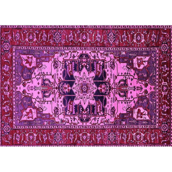 Ahgly Company Indoor Rectangle Oriental Pink Industrial Area Rugs, 6' x 9'