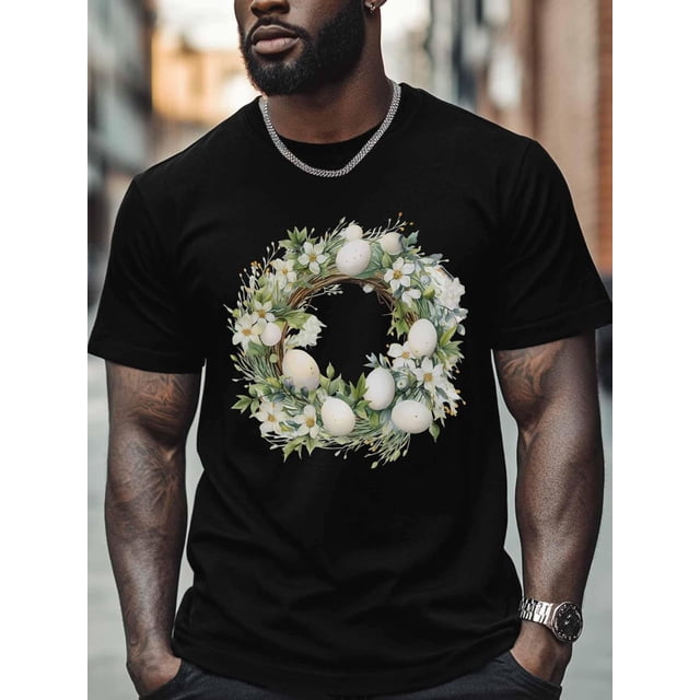 Easter Wreath Graphic Short Sleeve Men's T-Shirt
