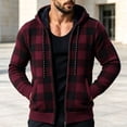 thumbnail image 5 of Ceisia Men Plaid Fleece Lined Hooded Jacket Buffalo Check Full Zip Drawstring Hood Side Pockets Warm Coat For Cold Weather Outdoor Casual Street Style Gift, 5 of 5
