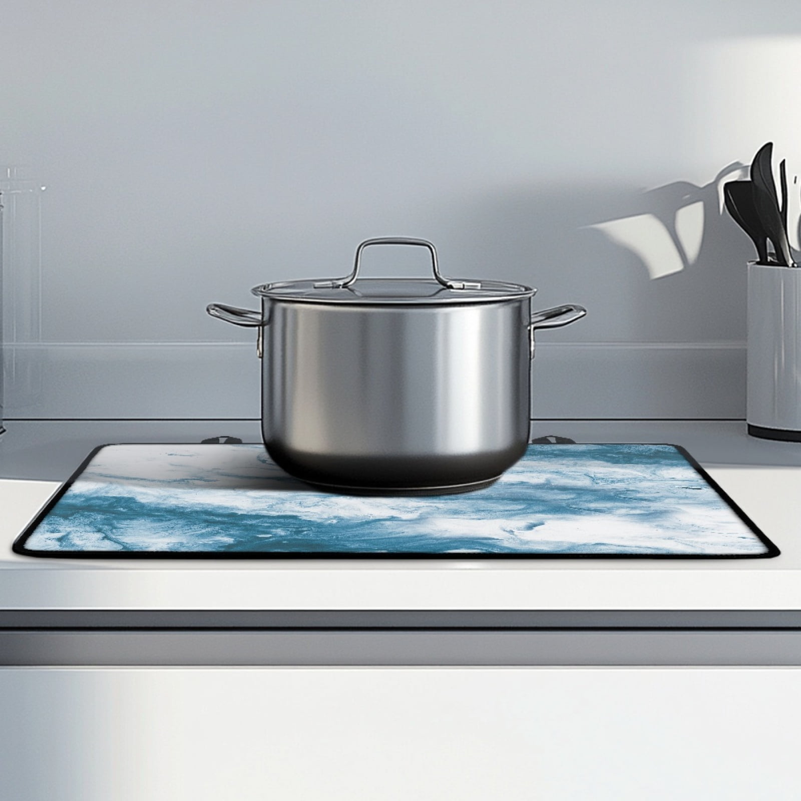 Renewold Electric Stove Cover Glass Stove Top Cover Heat Resistant Anti-slip Stovetop Protector Cover Cooktop Mat Extra Counter Space Extra Large, Blue White Marble