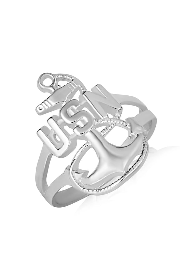 .925 Sterling Silver United States Navy Officially Licensed Chief Petty Officer Anchor Ring (Size 9.25)