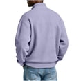 thumbnail image 5 of Fmbrln Mens Zip Up Sweatshirt Knit Long Sleeve Stand Collar Jacket Fall Winter Casual Solid Color Tops Purple XL, 5 of 6