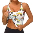 thumbnail image 4 of Xecao Cartoon Monster Trucks for Sports Bra with Removable Pads, Crop Tank Top Design, Women's Longline Sports Bra - Non-Wired - Large, 4 of 9