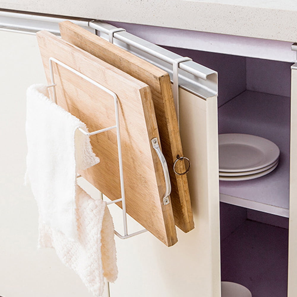 BG_ KE_ Kitchen Double Layer Chopping Board Storage Rack Towel Shelf Cabinet Han 