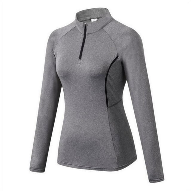 Women‘s Zipper Workout Long Sleeve Shirts Yoga Running Tops Quarter Zip Pullover Exercise T-Shirts Red S