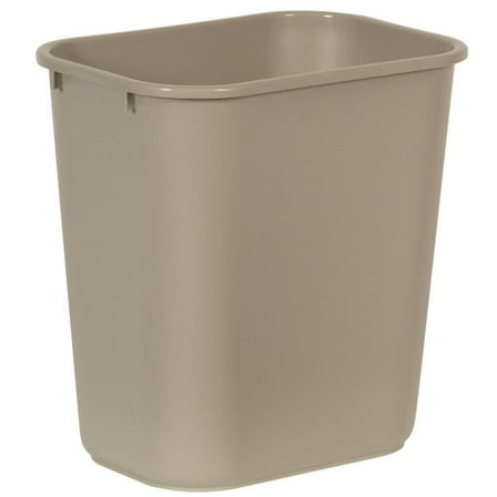 Rubbermaid Commercial FG295600BEIG 7 Gallon Plastic Rectangular Deskside Wastebasket - Beige, Kitchen