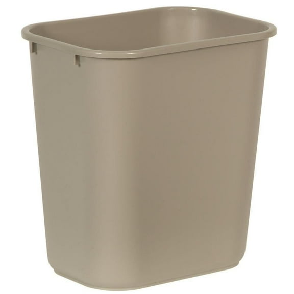 Rubbermaid Commercial FG295600BEIG 7 Gallon Plastic Rectangular Deskside Wastebasket - Beige, Kitchen