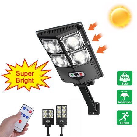 INTELIVE 120 LED Solar Street Light with Remote Control Outdoor Solar Wall Lamp 3 Lighting Modes