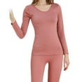 thumbnail image 1 of Guardurnaity Ropa interior térmica Elástico Sólido de piezas Transpirable Amigable con la piel Cuello Traje cálido Ropa de invierno conjuntos de ropa Rosado, 1 of 6