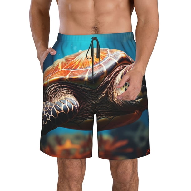 Fotbe Realistic Turtle Trajes de Baño Estampados para Hombre, Shorts de Verano de Secado Rápido, Ropa de Playa, Bañadores-3X-Large