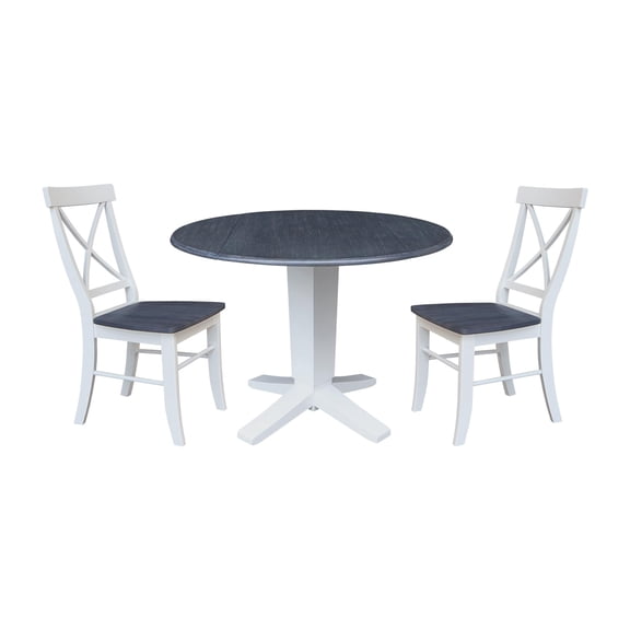 International Concepts 42" Round Drop Leaf Table with Two Dining Chairs