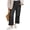 Gray, variant on Women Elastic Waist Casual Wide Leg Jeans Ankle Barrel Capri Denim Pants