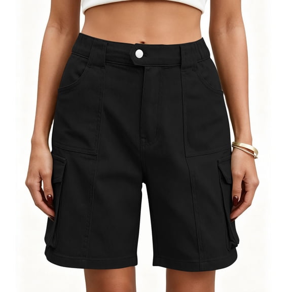 Admvng Cargo Shorts for Women Straight Leg Button Zipper Summer Casual Comfortable Hiking Pants