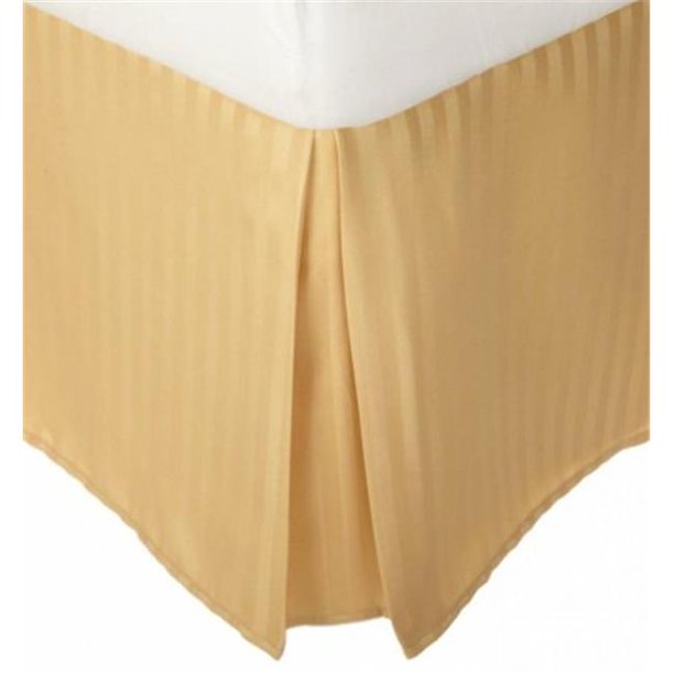 Microfiber King Bed Skirt Stripe Gold