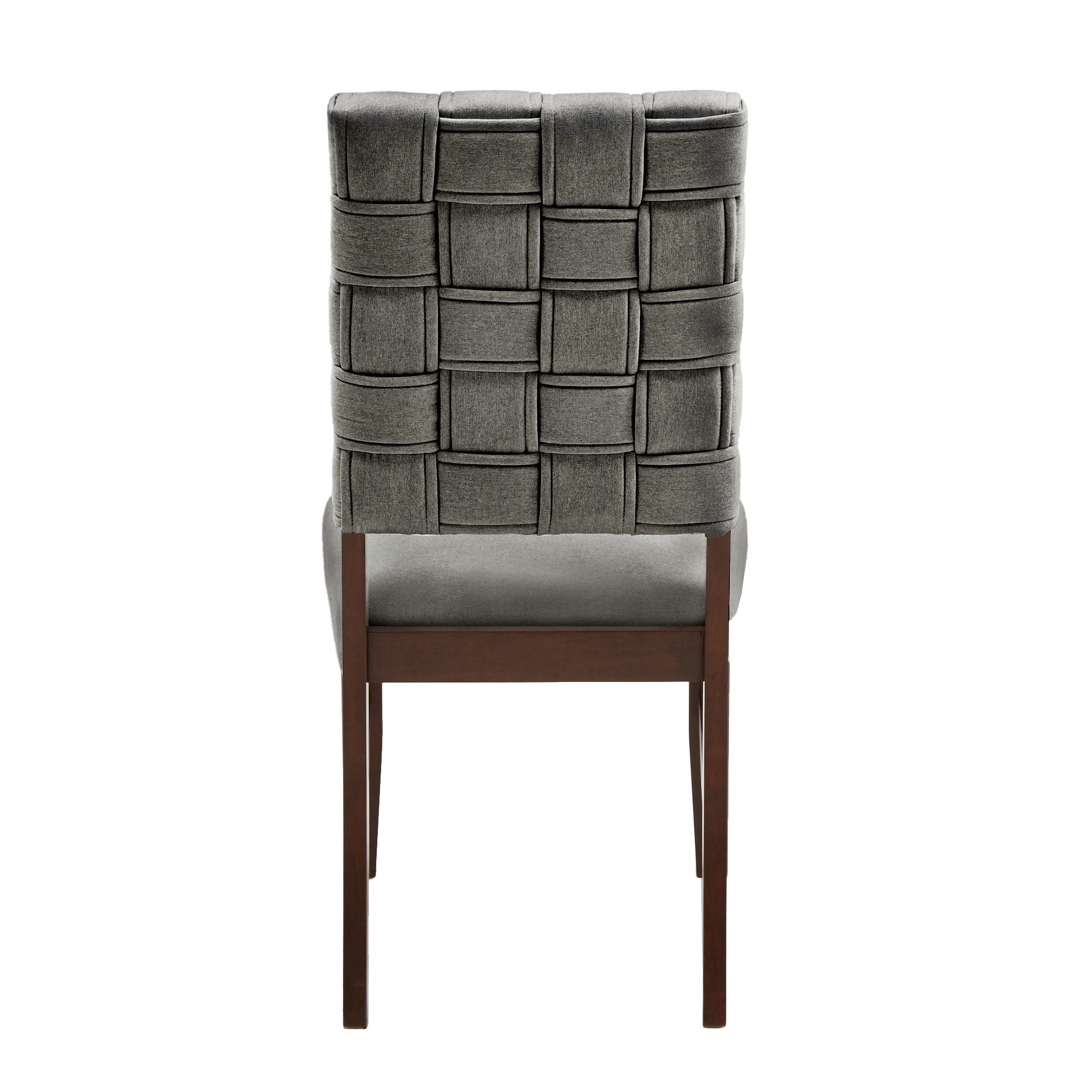 Weston Home Alle Walnut Finish Woven Fabric Dining Chairs, Dark Gray (Set of 2)