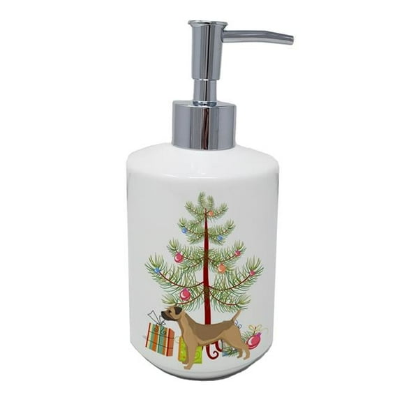 7 x 3.5 in. Unisex Border Terrier Christmas Tree Ceramic Soap Dispenser