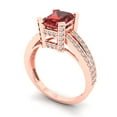 thumbnail image 2 of 2.45 ctw Solitaire with Zirconia Diamond Accents Anniversary Ring for Women | Emerald Cut Natural Garnet | Hyperallergenic Solid 14K Rose Gold, 2 of 5