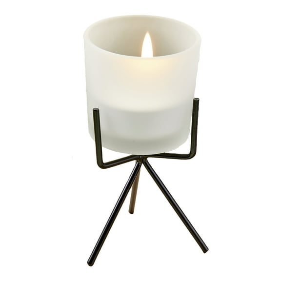 Pack of 12 Trendy Frosted glass candle with metal base