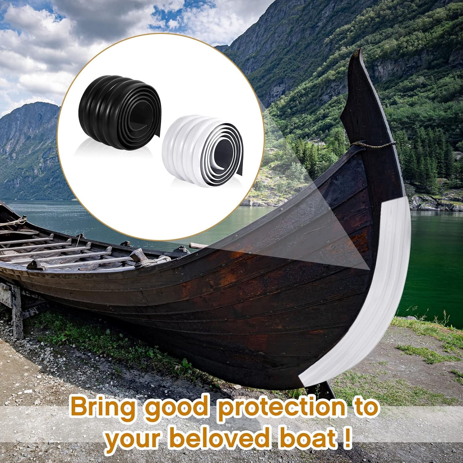 2 Pcs 59 x 4 Inch Keel Guard for Fiberglass Boat, Aluminum Boats and Inflatable Boats Prevent Damage Self Installation Kayak Accessories for Fiberless Inflatable, White, Black