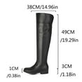 thumbnail image 5 of Black Brown Leather Knee High Boots Women Back Zipper Dressy Over the Knee Booties Round Toe Chunky Heel Thigh High Tall Boots, 5 of 7